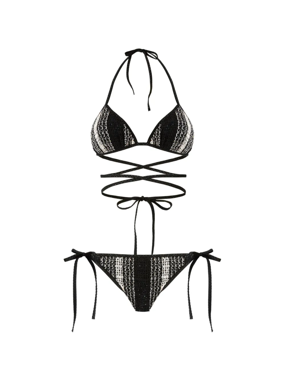 Missoni Gestreifter Bikini im Wickelstil - Schwarz