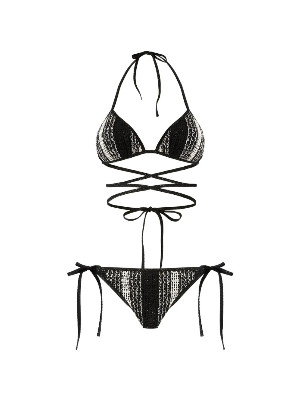 Missoni Gestreepte bikini met wikkeldetail Zwart