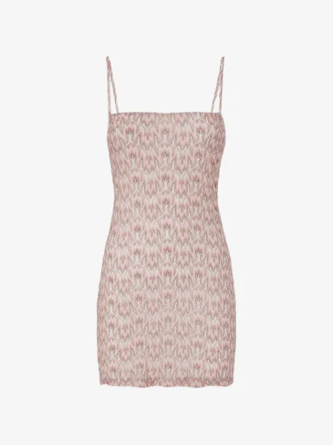 Missoni mini cover-up dress in lamé viscose with foliage motif