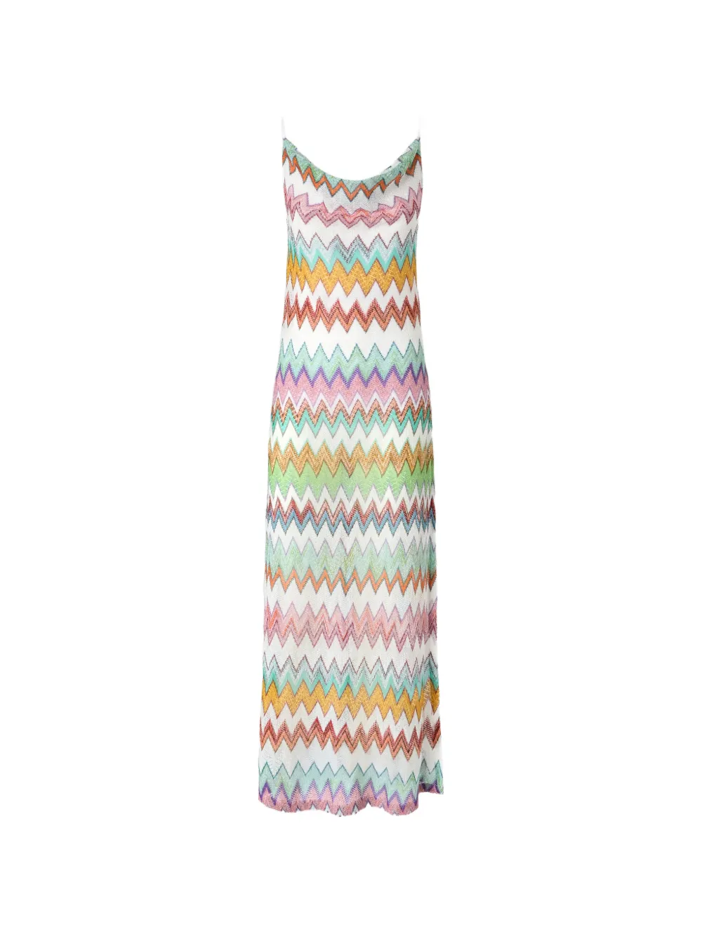 Missoni long cover-up in lamé viscose with macro zigzag pattern and slits - Weiß