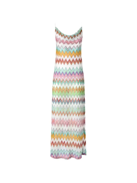 Missoni lang cover-up i lamé-viskose med stort zigzagmønster og slids
