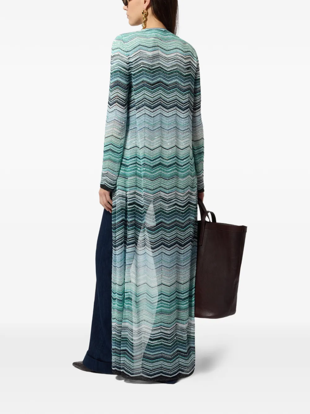  Missoni Chevron Long Cardigan - Blue 