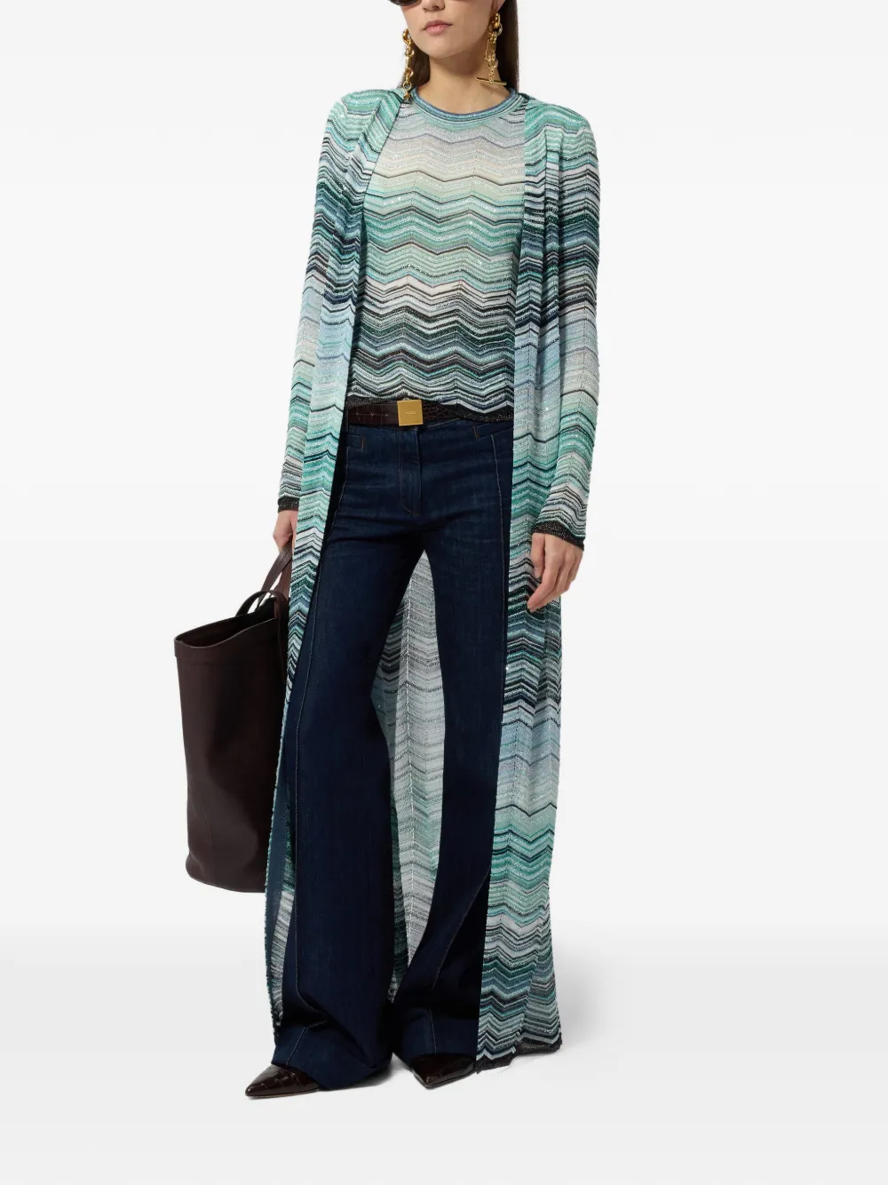 Missoni Chevron Long Cardigan - Blue 