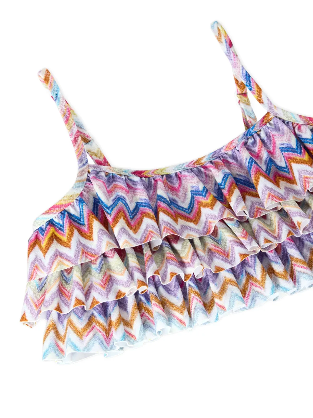 Missoni Kids Bikini met zigzag-print en ruches Roze