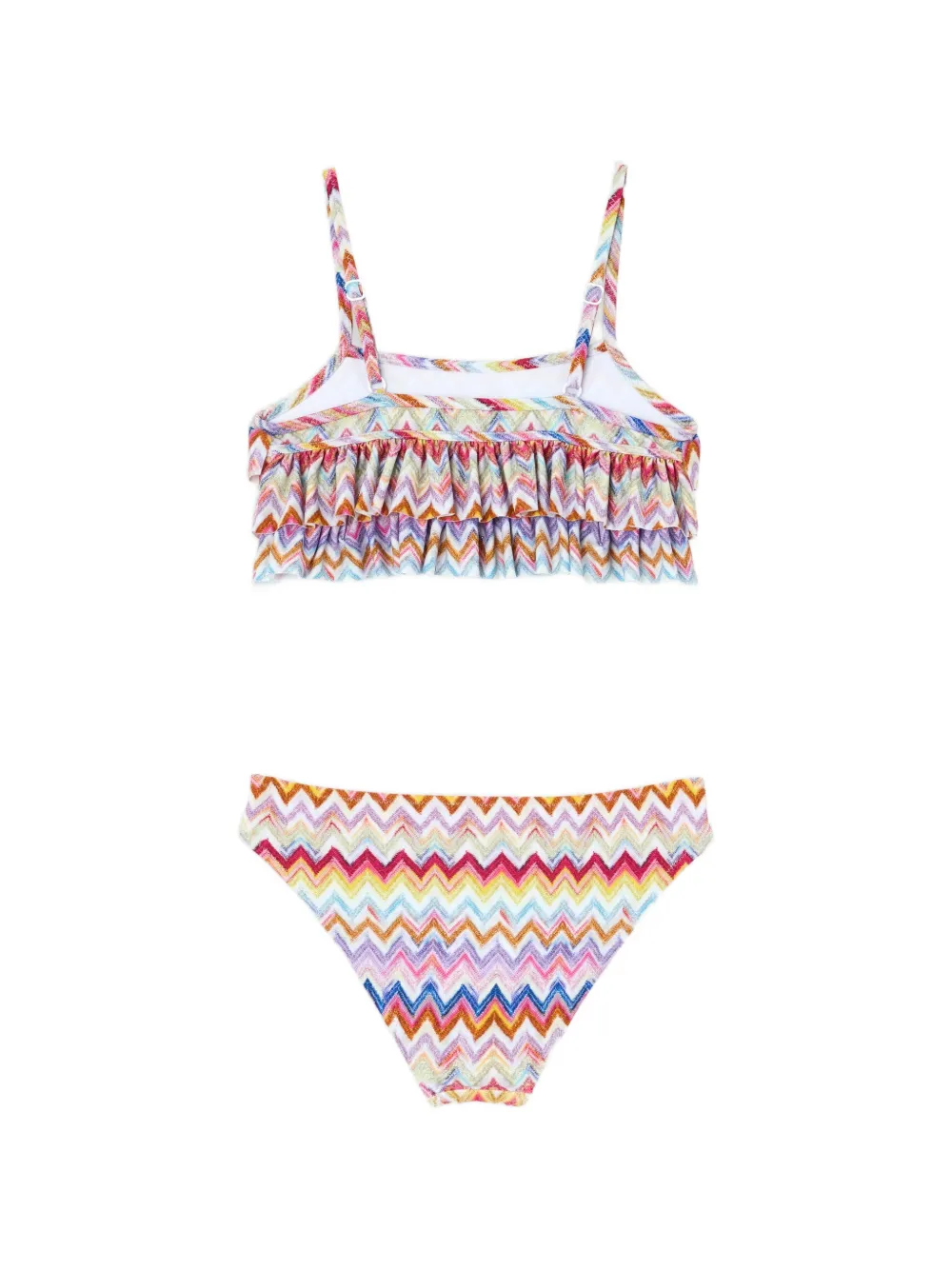 Missoni Kids Bikini met zigzag-print en ruches Roze