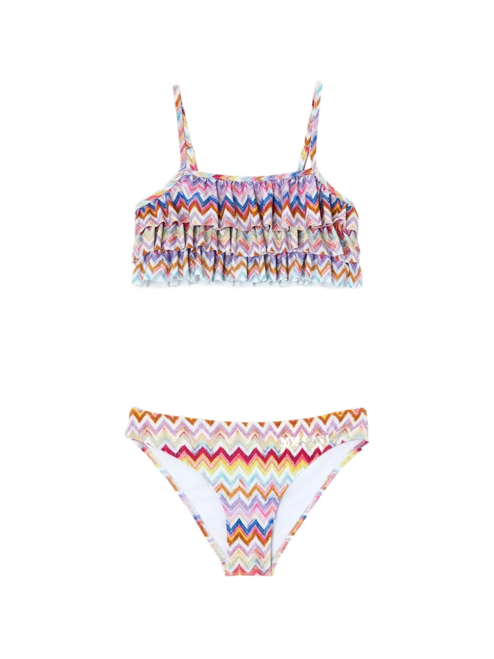 Missoni Kids zigzag-print ruffled bikini - Rosa