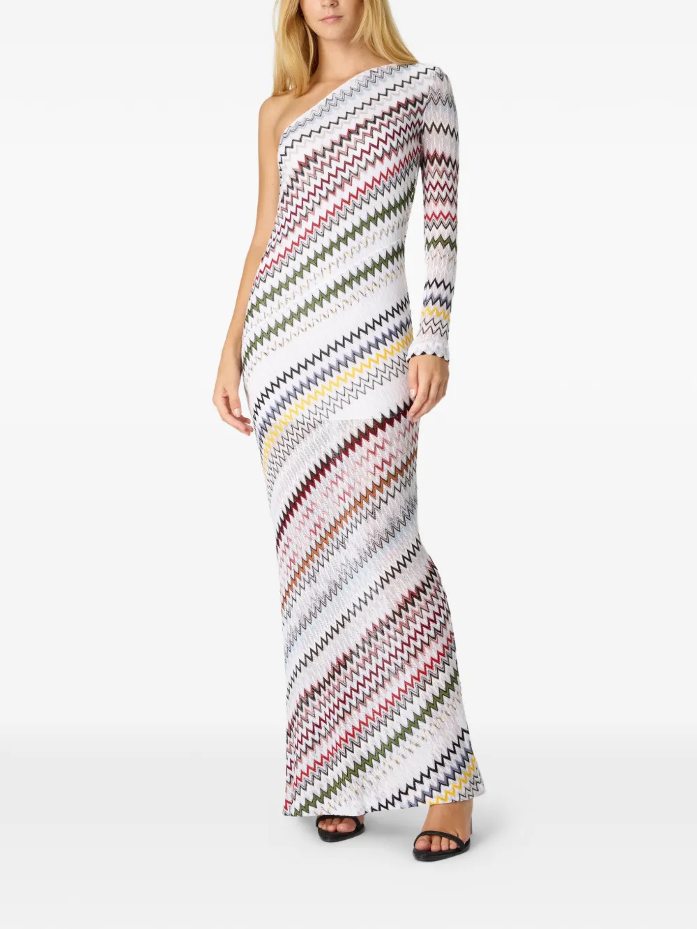 Missoni Asymmetrische maxi-jurk met chevron patroon Wit