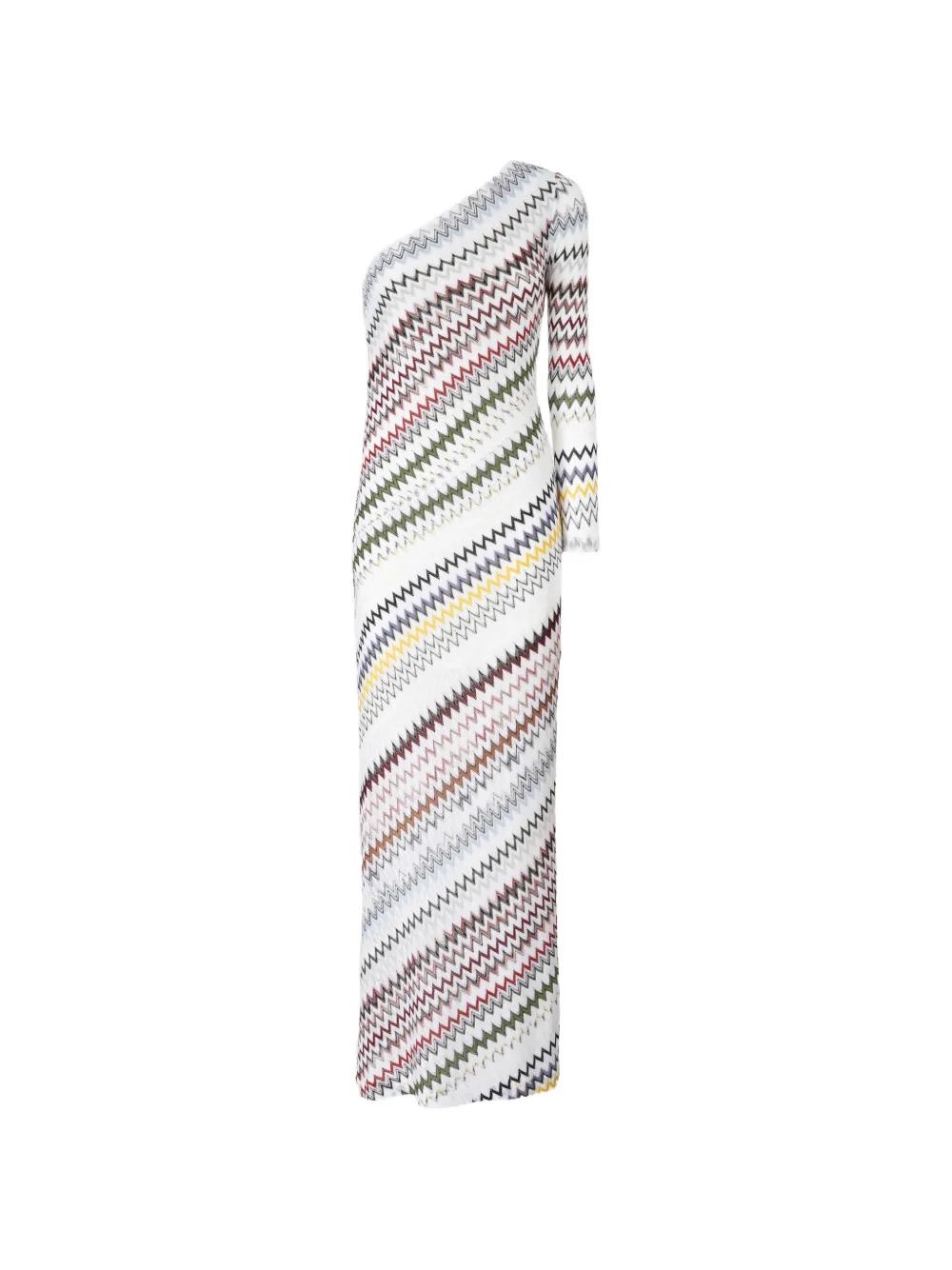 Missoni one-shoulder chevron-pattern maxi dress - Bianco