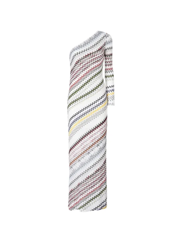 Missoni one-shoulder chevron-pattern Maxi Dress | White | FARFETCH