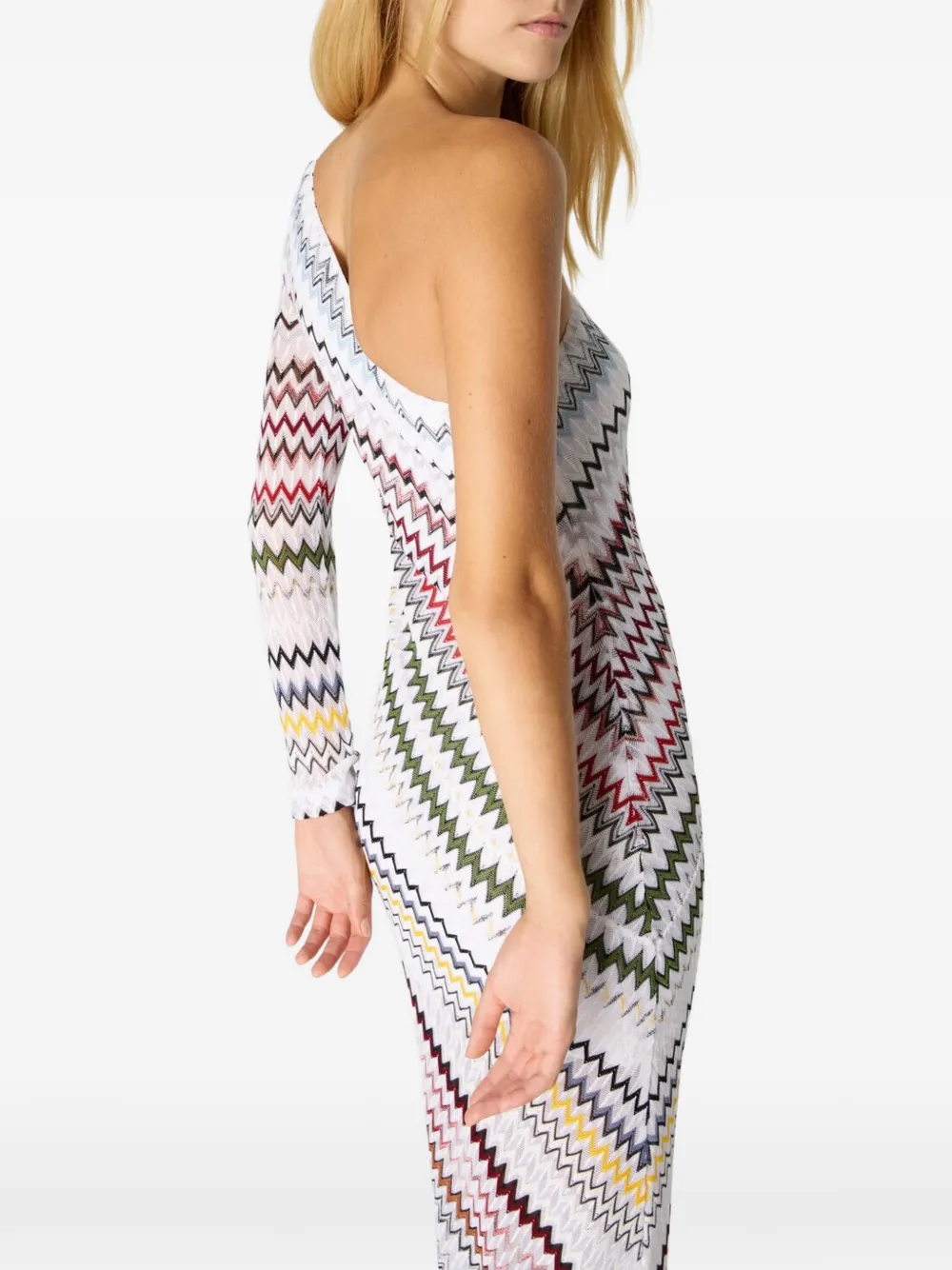 Missoni Asymmetrische maxi-jurk met chevron patroon Wit