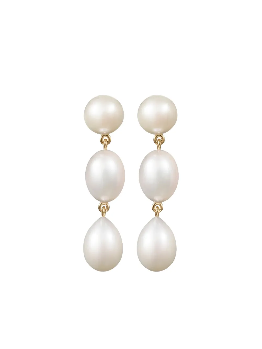 Sophie Bille Brahe 14K yellow gold Amis Poire pearl earrings - Bianco