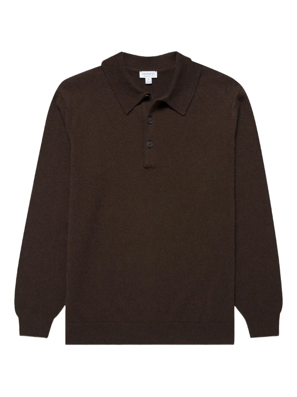 Sunspel ribbed-knit polo shirt - Marrone