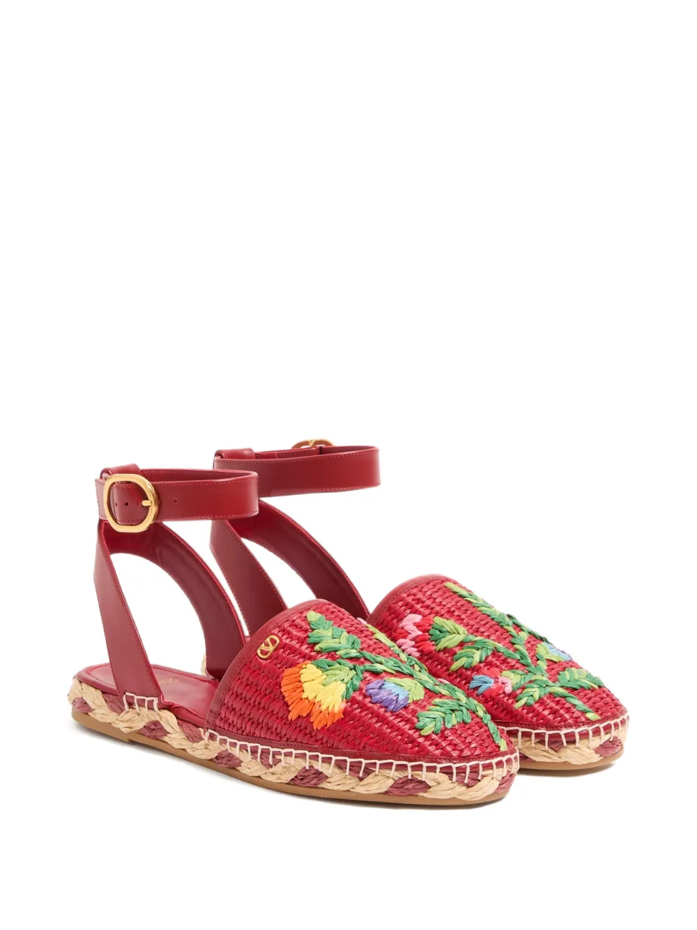 Valentino Garavani Bribri espadrilles met geborduurde bloemen Rood