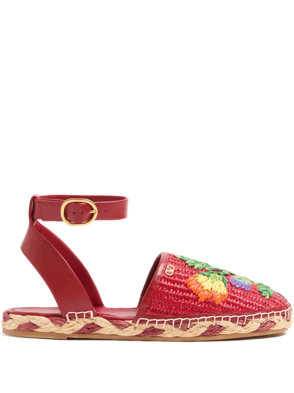Valentino Garavani Bribri espadrilles met geborduurde bloemen Rood