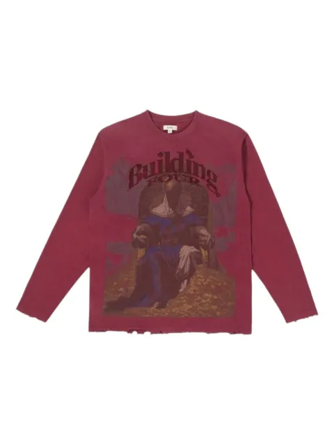 BLDG4 rhinestone graphic long-sleeve T-shirt