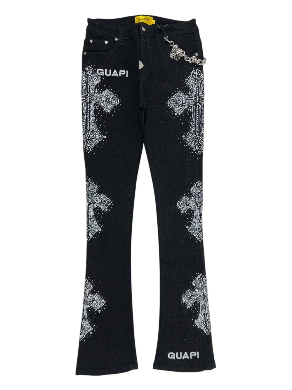 GUAPI rhinestone cross distressed jeans | Black | Image 1