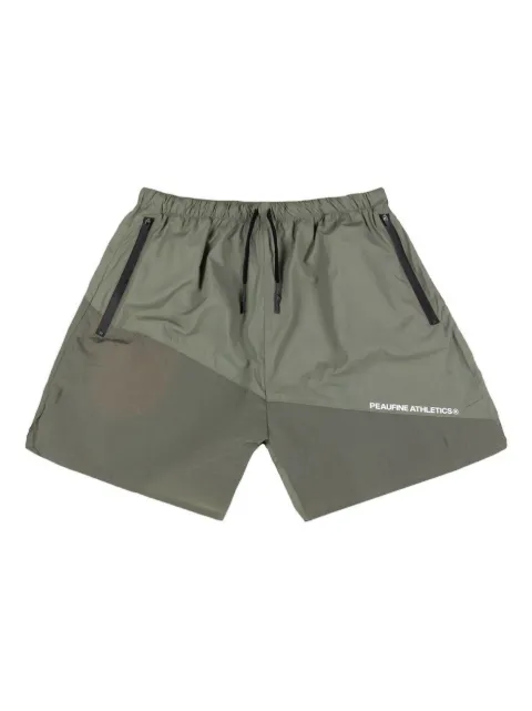 Peaufine Athletics patchwork zip shorts