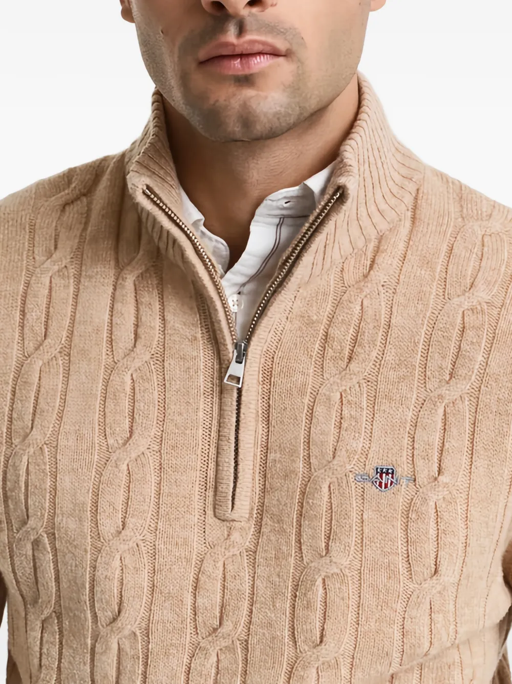Gant Kabelgebreide trui Beige