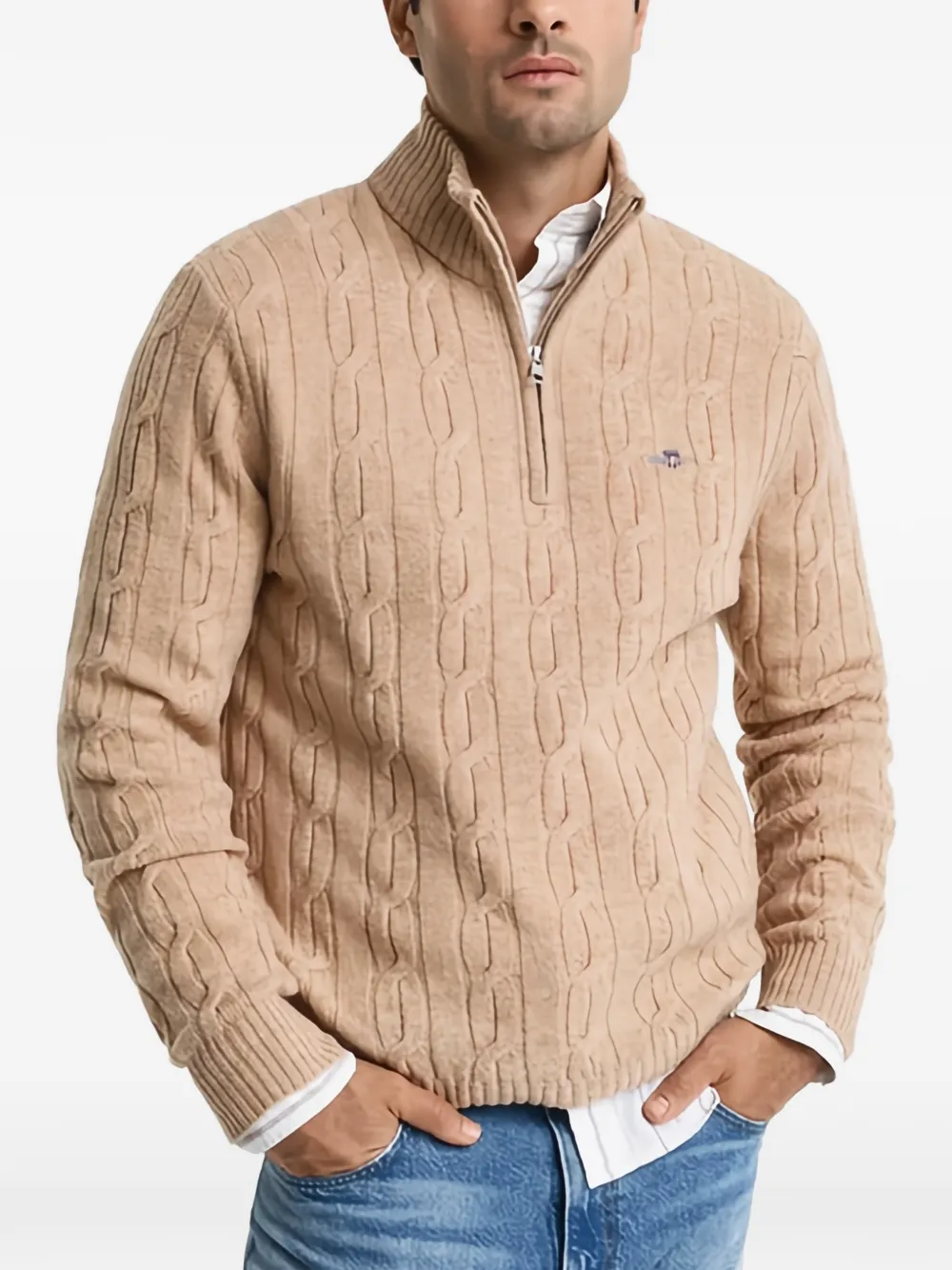  Gant Cable-knit Half-zip Sweater - Neutrals 