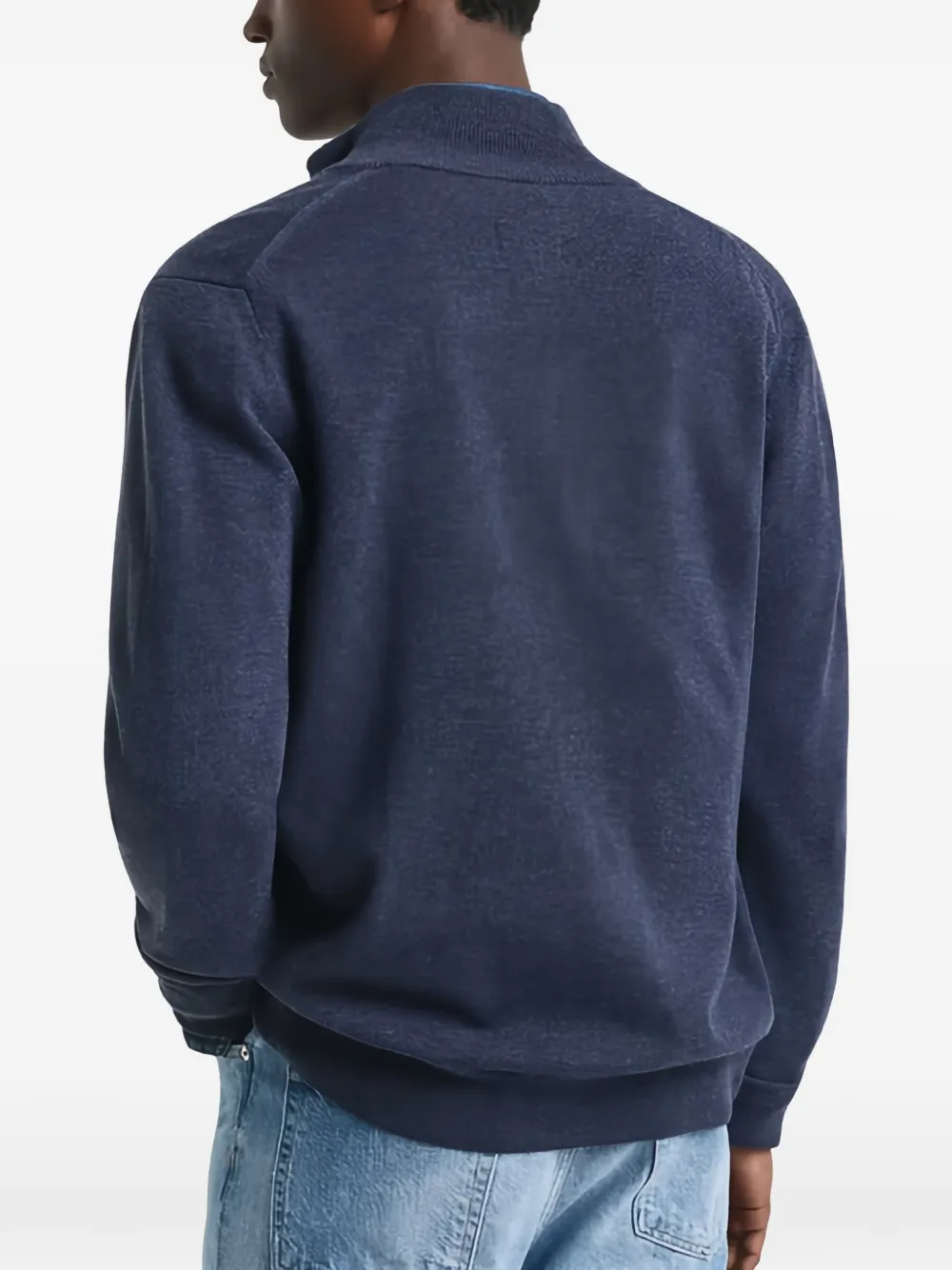 Gant Superfine Lambswool Zip Cardigan In Blue