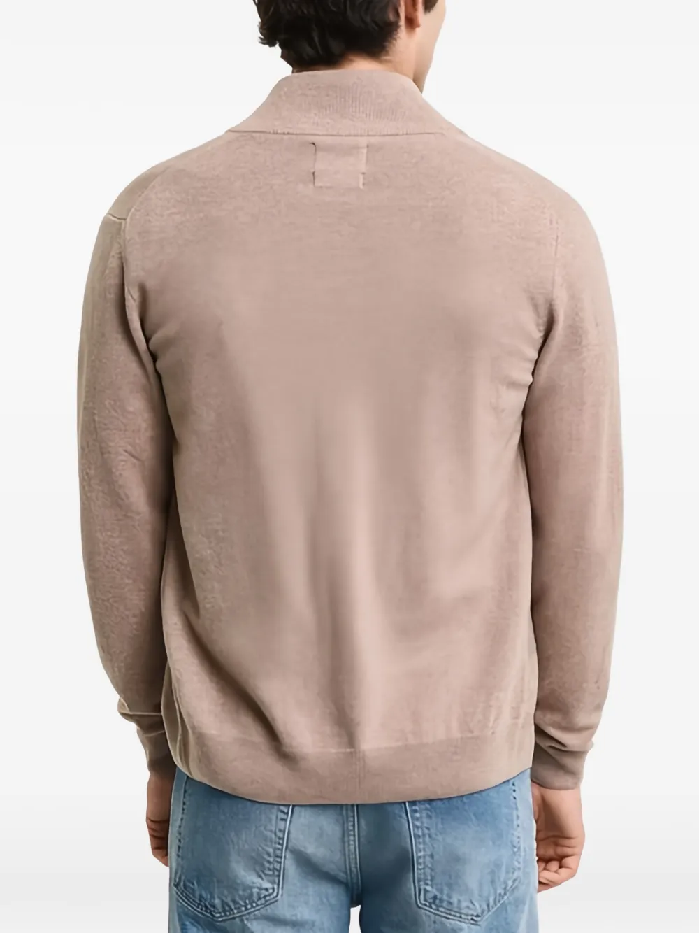 Gant Zip Lambswool Cardigan In Neutral