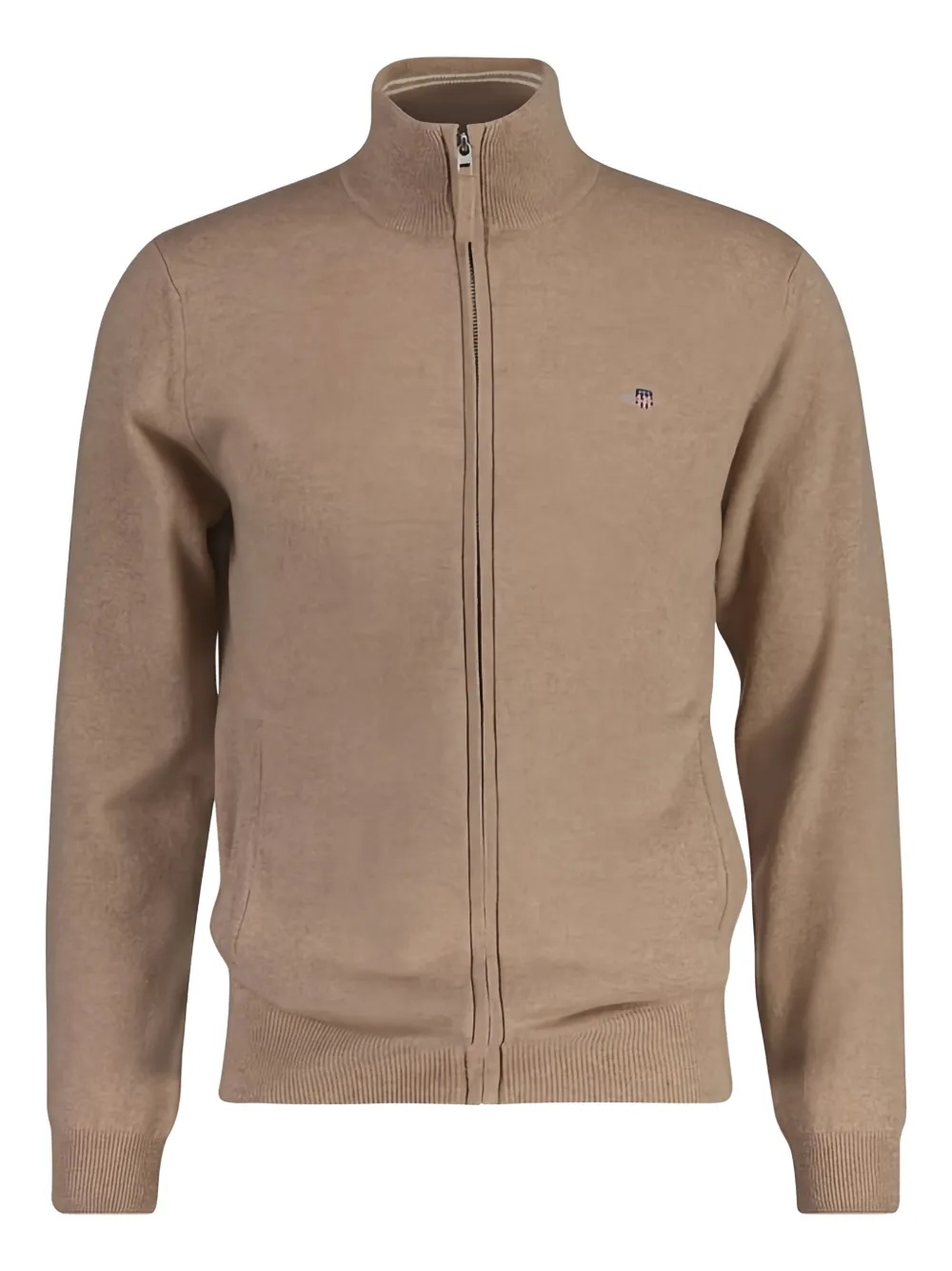 Gant zip lambswool cardigan | Neutrals | Image 1