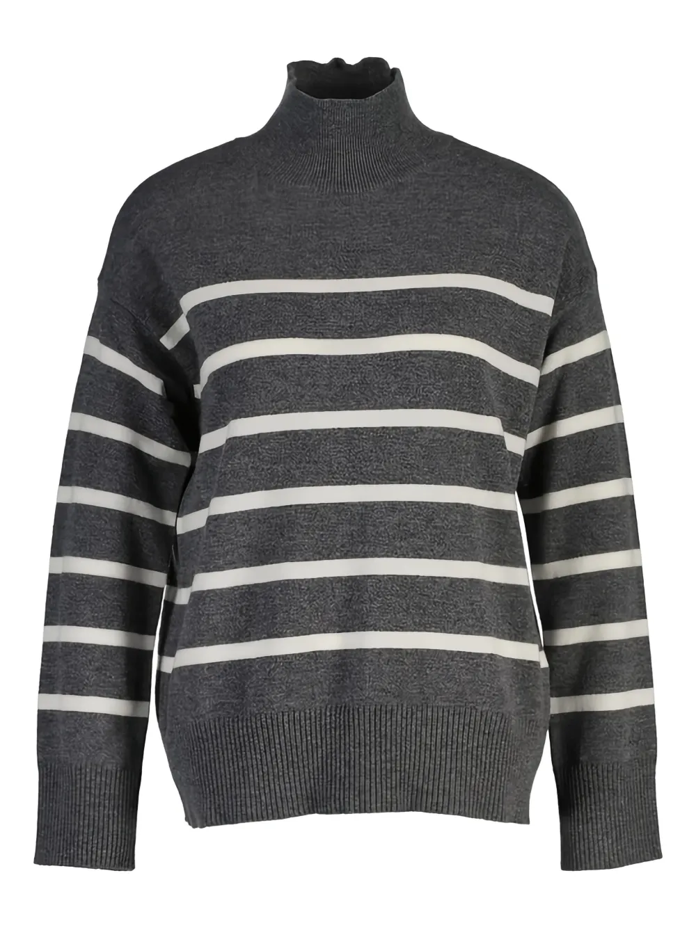 Gant High-neck Striped Sweater In Gray