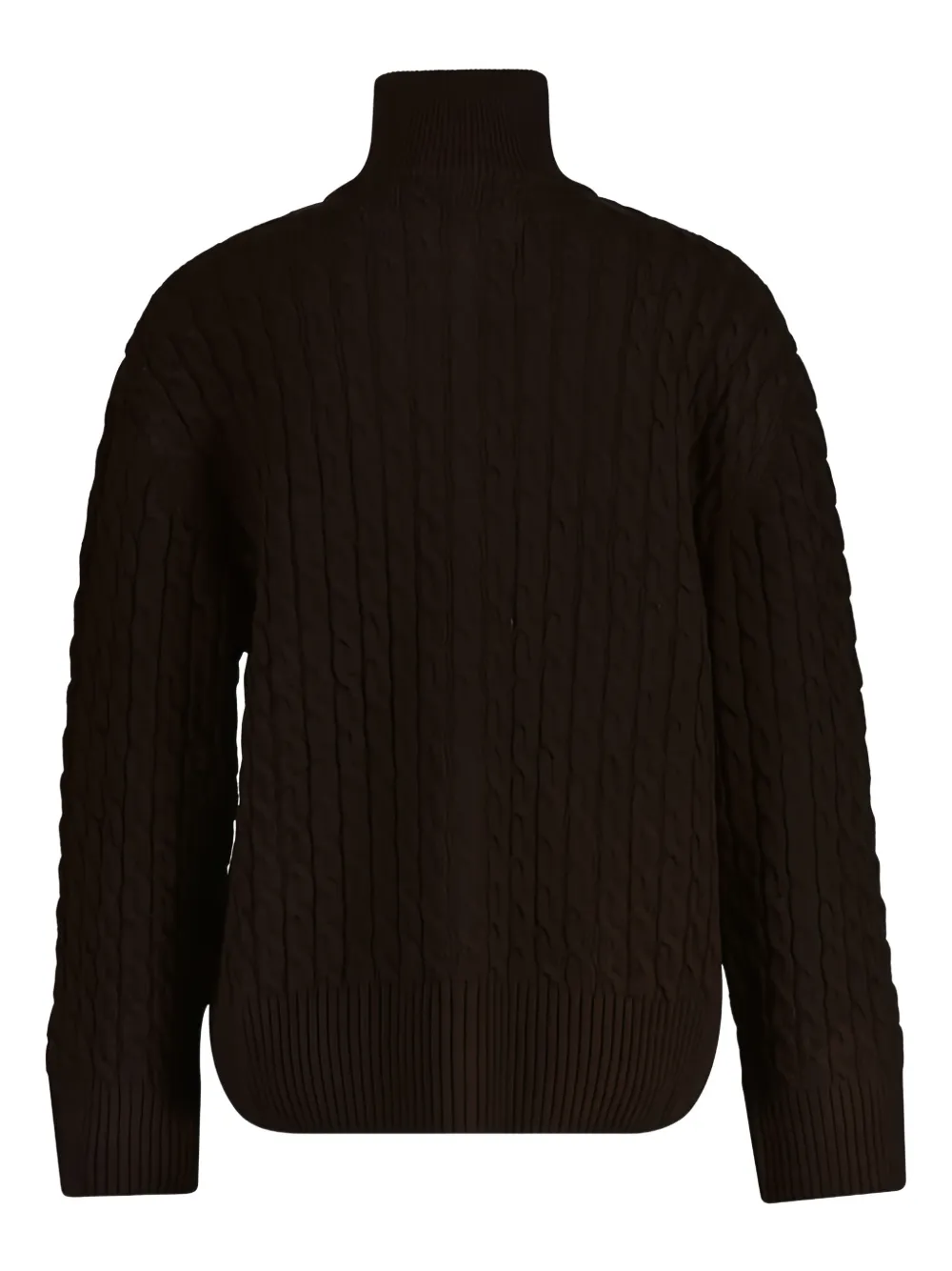 Gant Cable-knit Zipped Cardigan In Brown