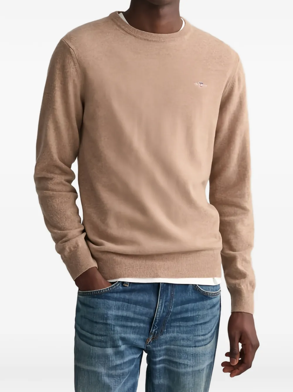 Gant crew neck lambswool c-neck - Beige