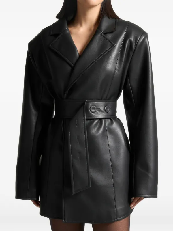 oversized leather dress Lexia dress in vegan leather with oversized crystal embellishment#holiday25 #veganleatherdress #crystaldress