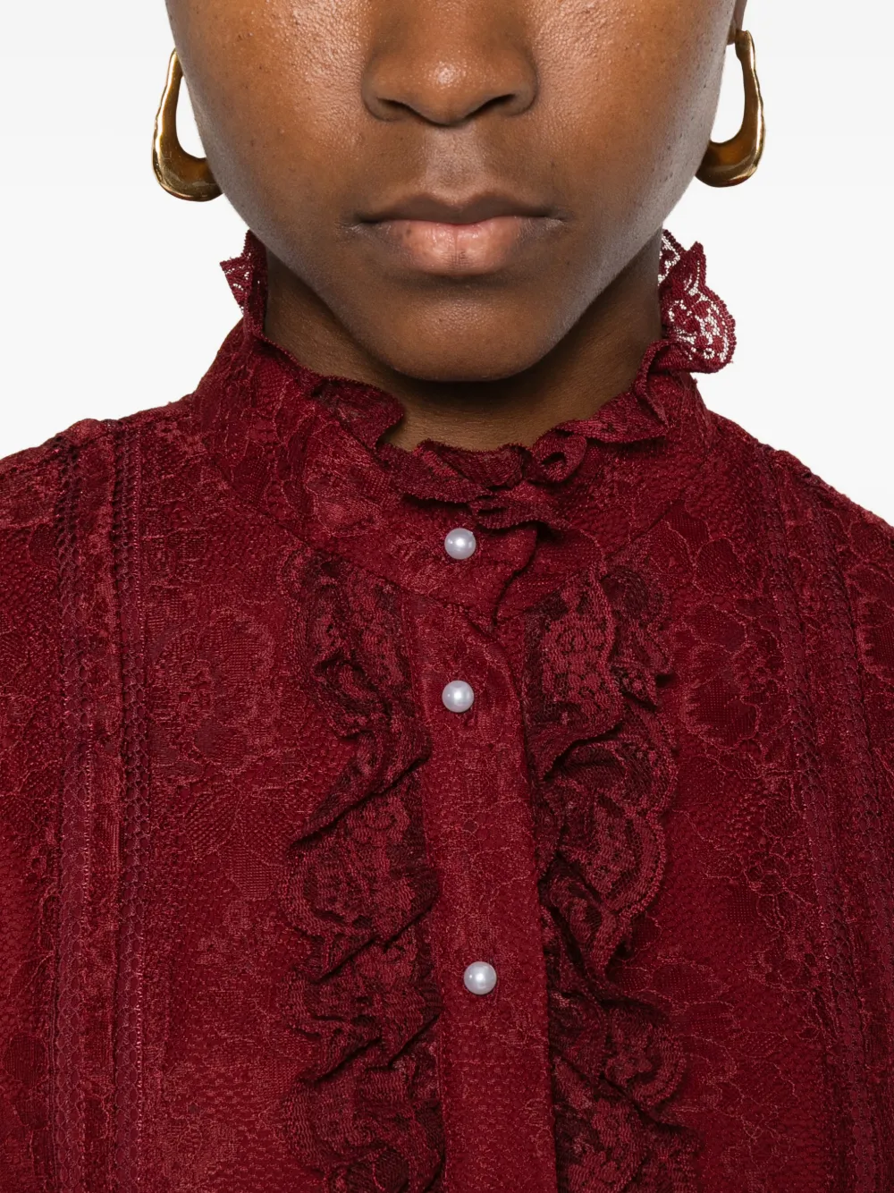 alice + olivia Shirt met kanten detail Rood