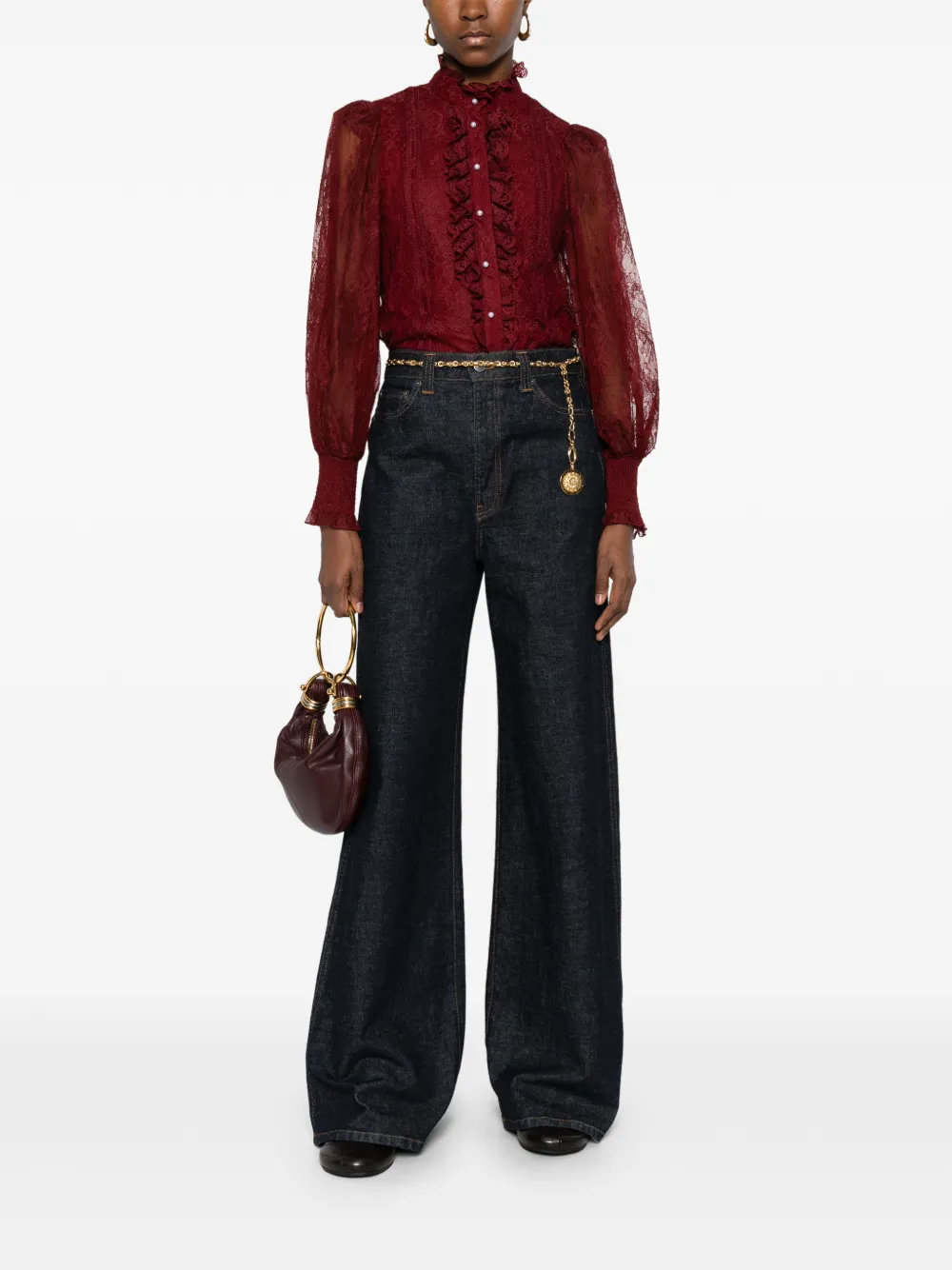 Alice + olivia lace-detail blouse - Rood