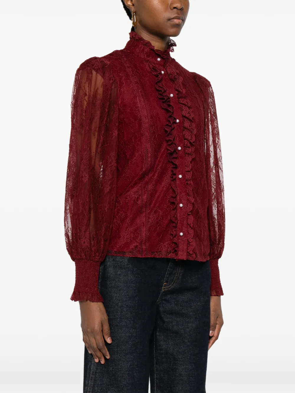 alice + olivia Shirt met kanten detail Rood