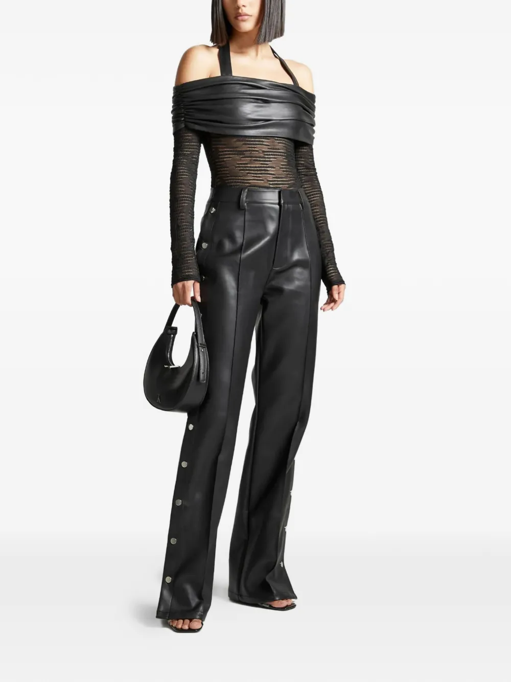 Manière De Voir pintuck popper trousers - Zwart