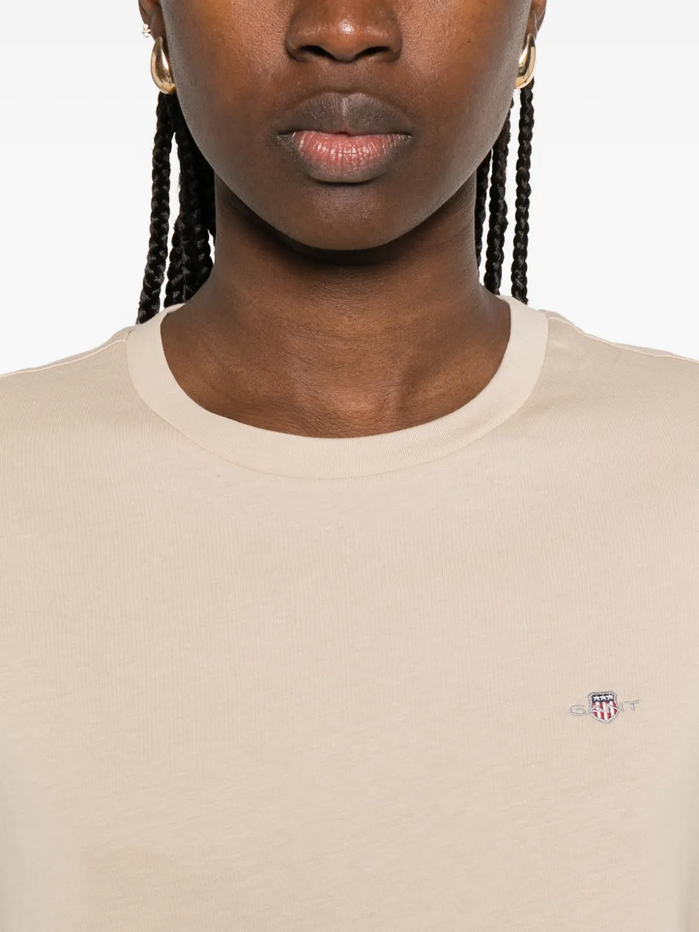 Gant T-shirt met geborduurd logo Beige