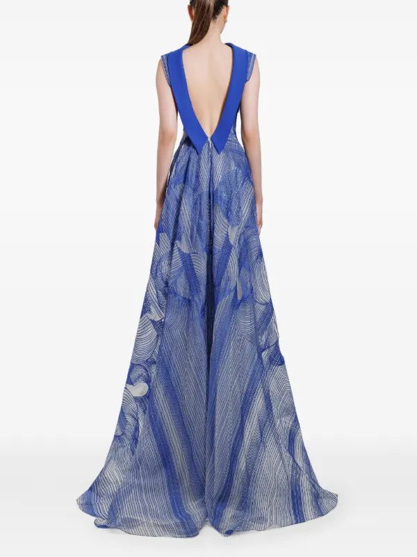 Gemy Maalouf Embroidered Pattern Maxi Dress | Blue | FARFETCH