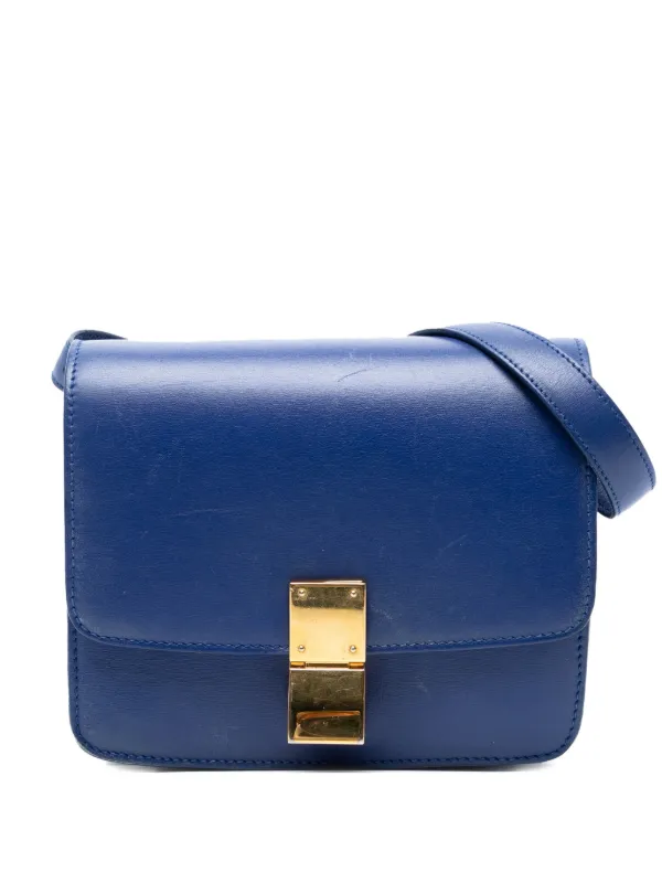Celine Pre-owned 2015 Small Calfskin Classic Box Crossbody Bag in Blue