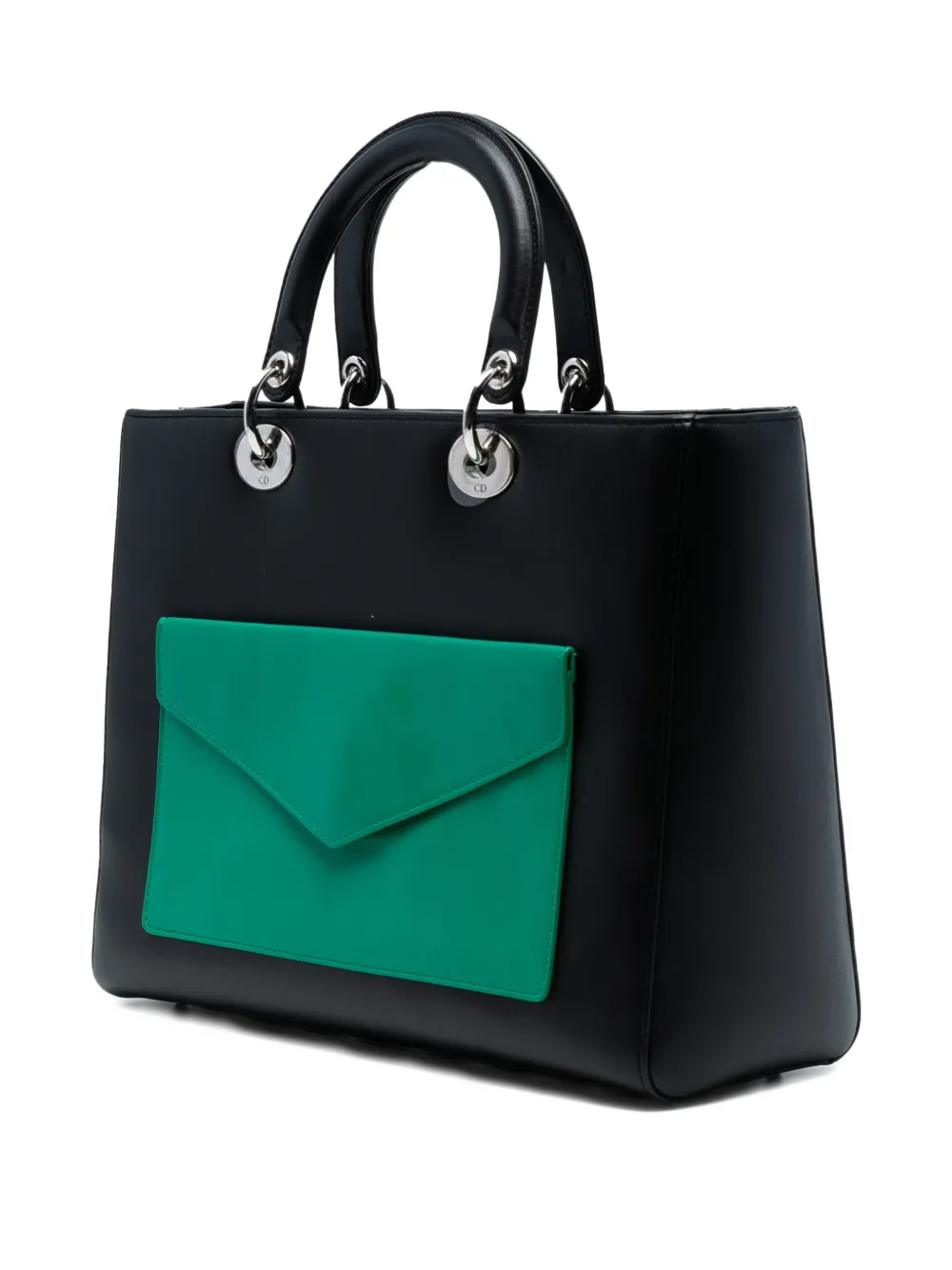 Click to view more detailed imagery on our partner's website Pre-owned Dior 2014 Large Calfskin Pocket Tote Lady Satchel In Black