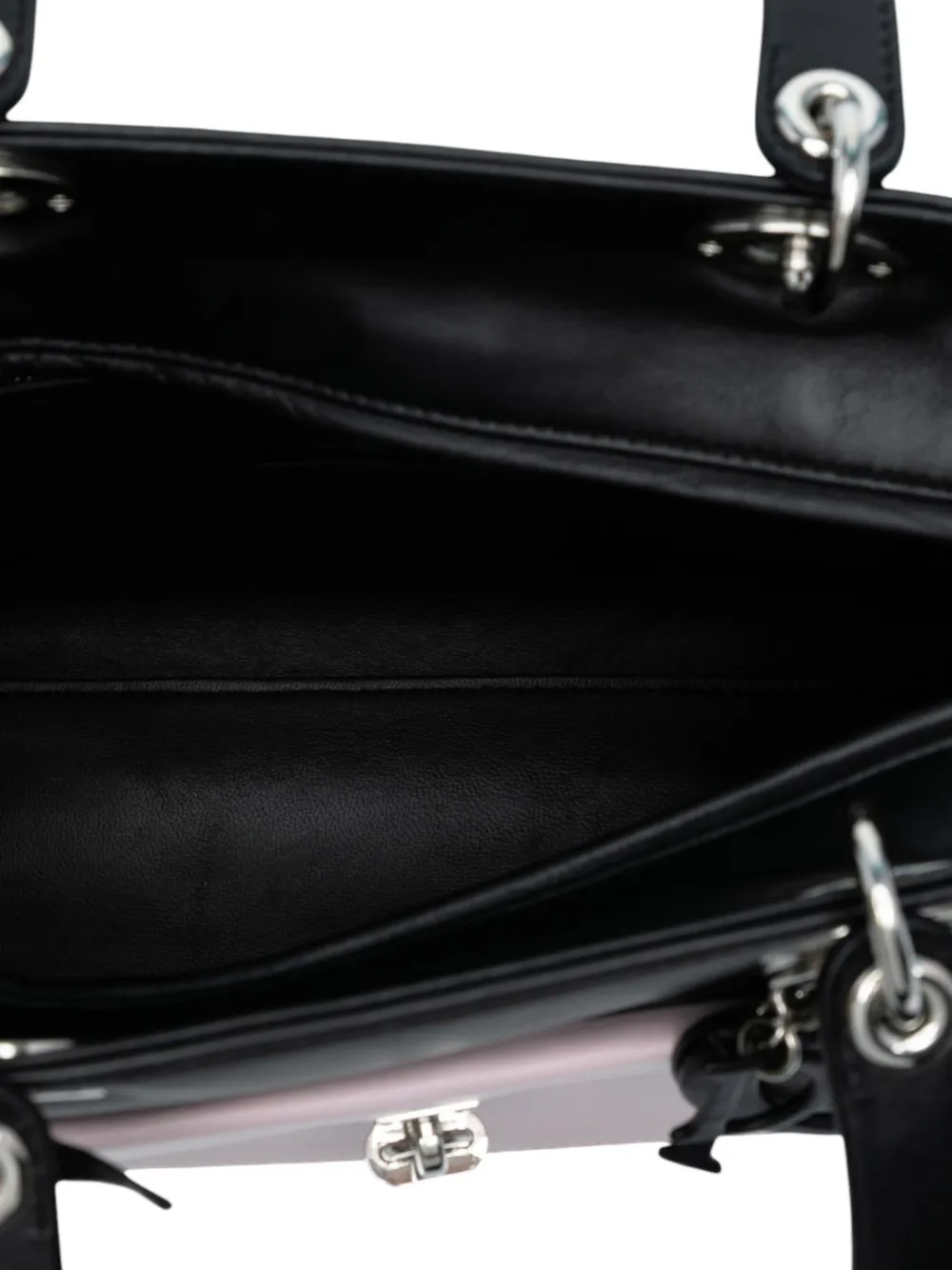 DIOR Pre-owned 2014 Large Calfskin Pocket Tote Lady Satchel In Black