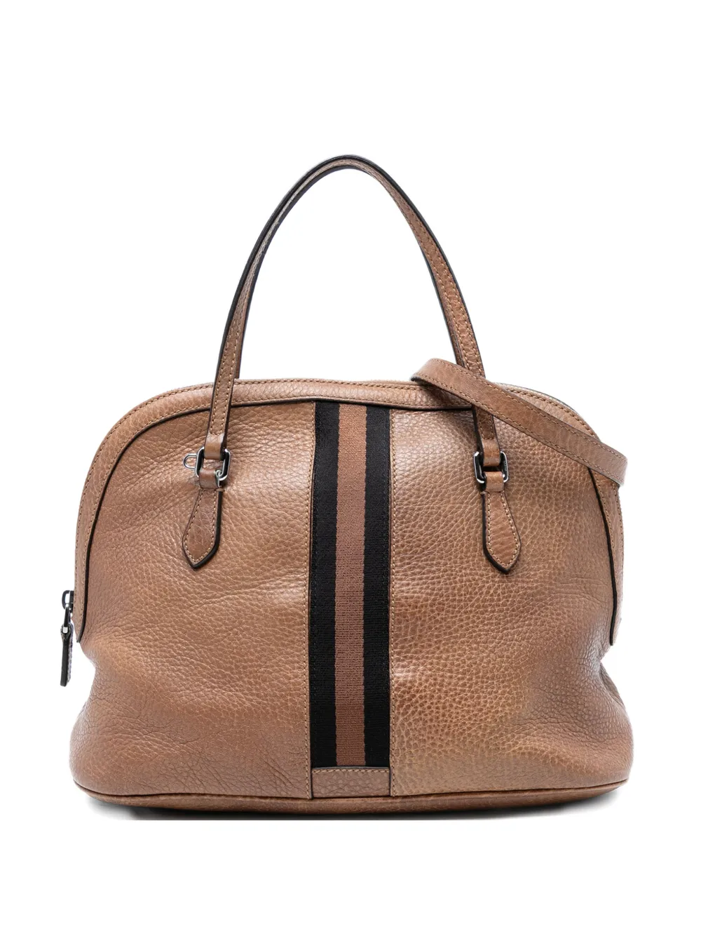 Gucci Pre-Owned Borsa a tracolla Dome media in pelle con decorazione Web 2016-2025 - Marrone