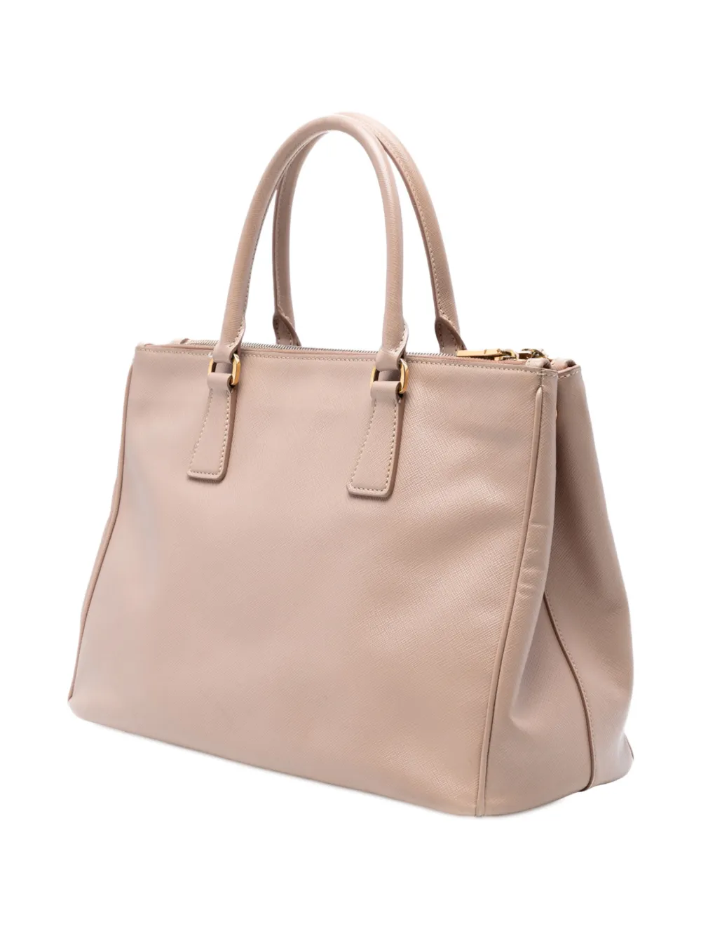 PRADA Pre-owned 2000-2025 Medium Saffiano Lux Galleria Double Zip Satchel In Brown