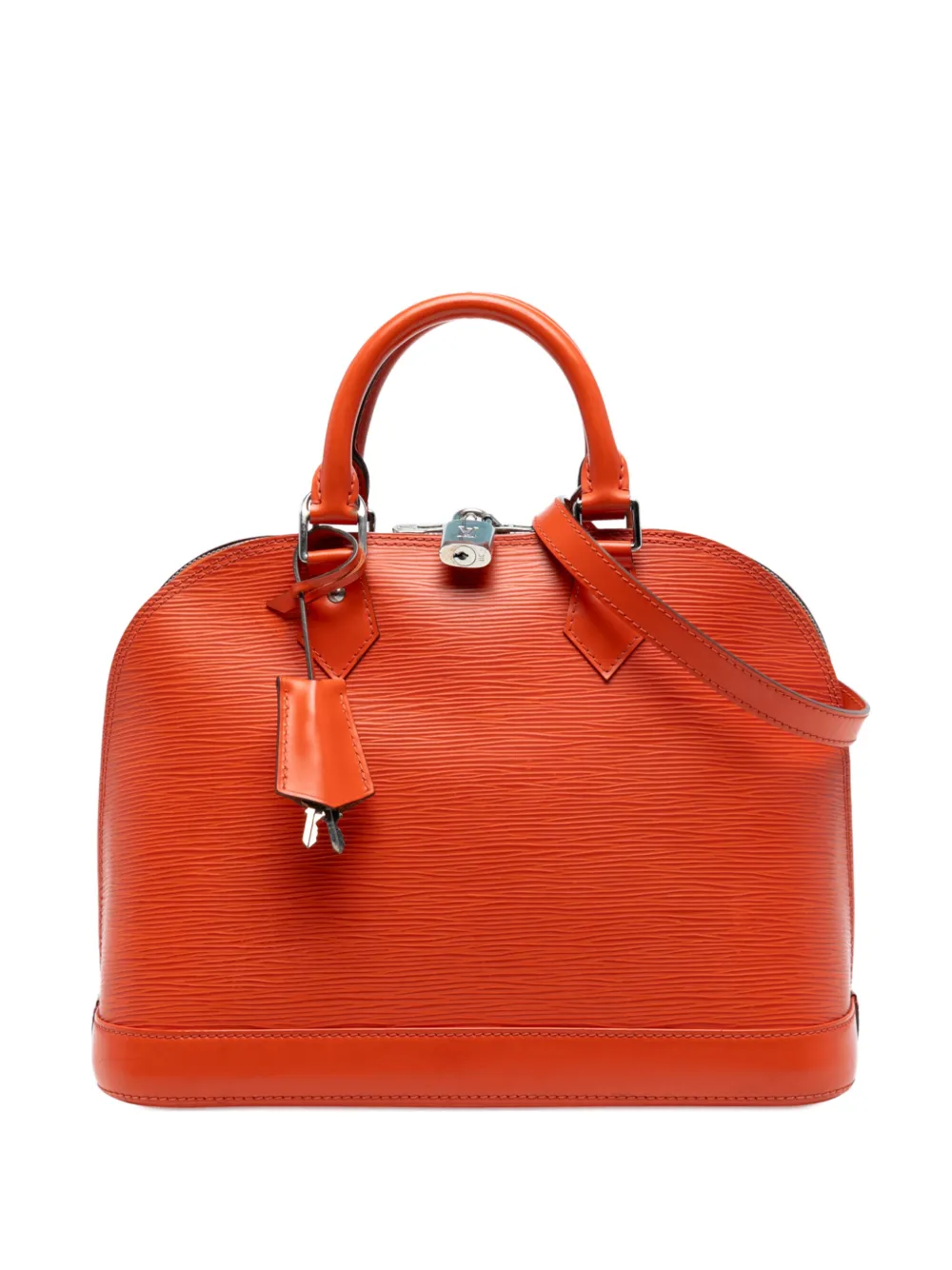 Pre-owned Louis Vuitton 2014 Epi Alma Pm Satchel In Orange