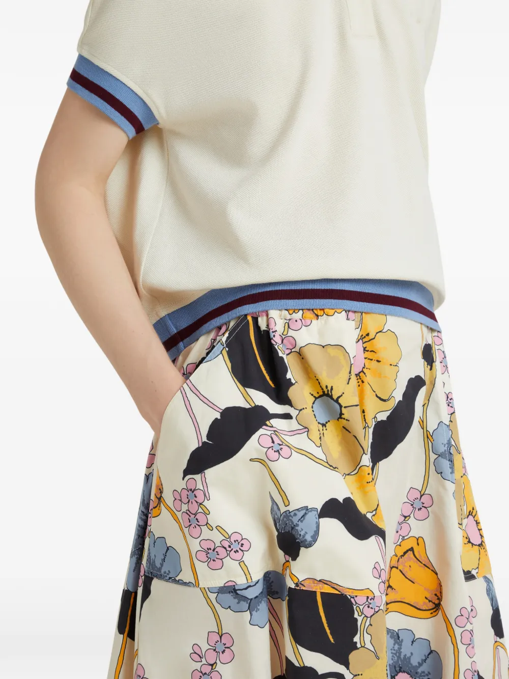 Marni Flared Floral Midi Skirt In Multi