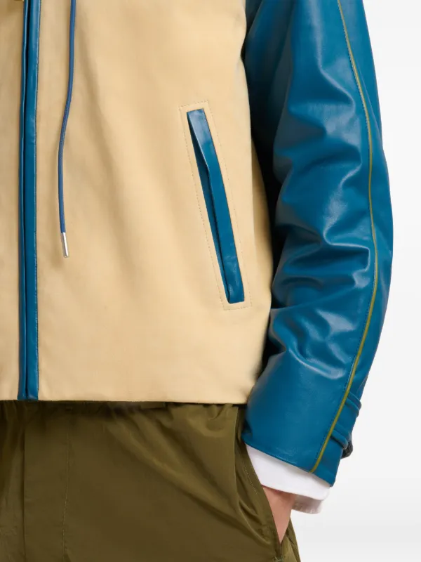 Marni フーデッド レザージャケット | ブルー | FARFETCH JP