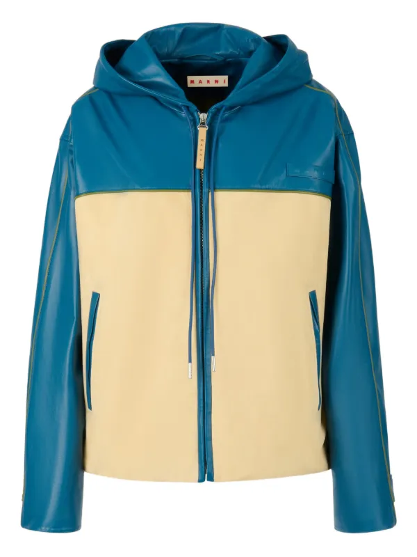マルニ　ラムレザージャケット Marni フーデッド レザージャケット | ブルー | FARFETCH JP