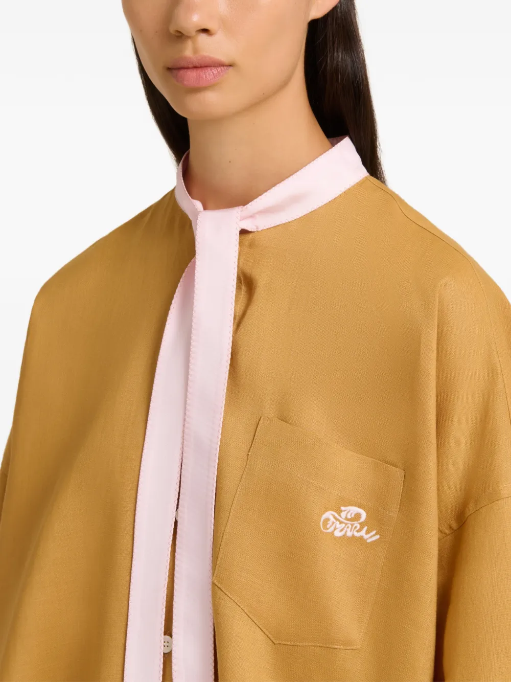 Marni Overhemd met geborduurd logo en zak Geel