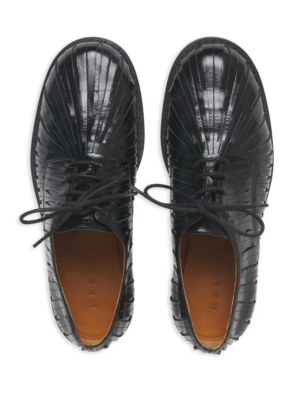 Marni Cut-and-sewn Oxford Shoes In Black