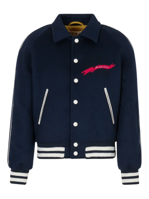 Marni エンブロイダリー ボンバージャケット | ブルー | FARFETCH JP