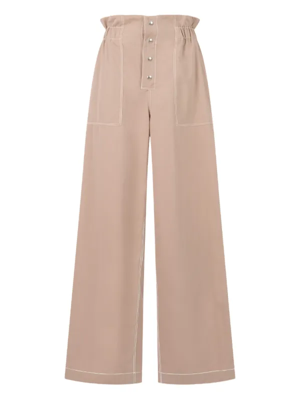 Marni Gabardine Pants with Paperbag Waist in Neutrals