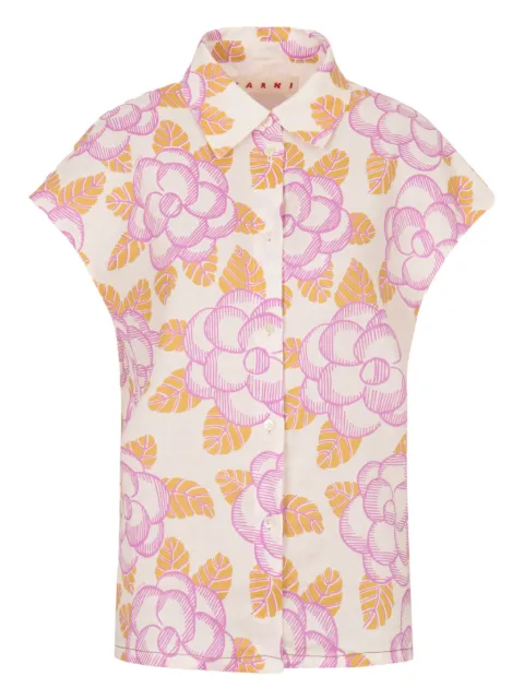 Marni floral cap-sleeved shirt
